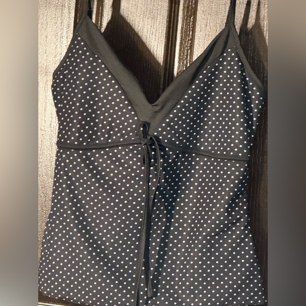 SHEIN Comfortcana Women's Black & White Polka Dot Print Tie Strap Camisole